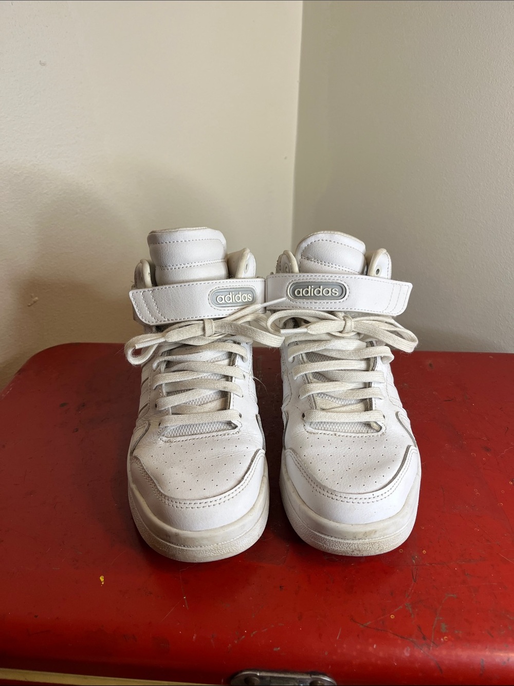 Adidas White High-Top Sneakers with Strap